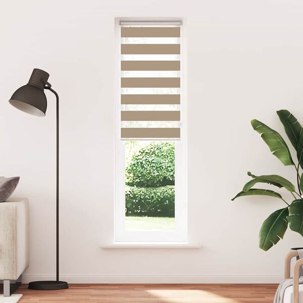 vidaXL Estor cebra marr&oacute;n arena tejido ancho 60,9 cm poli&eacute;ster