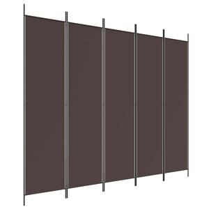 vidaXL Biombo divisor de 5 paneles de tela marr&oacute;n 250x200 cm