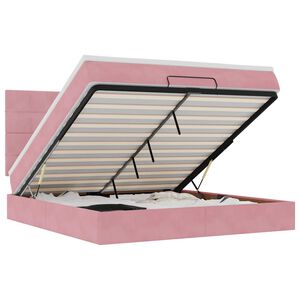 vidaXL Estructura de cama otomana colchones terciopelo rosa 160x200cm