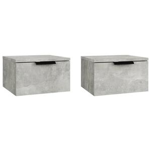 vidaXL Mesita de noche de pared 2 uds color gris hormig&oacute;n 34x30x20 cm