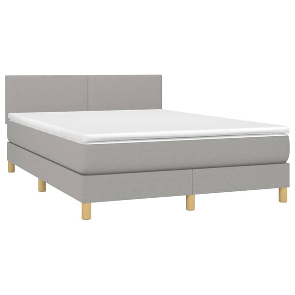vidaXL Cama box spring con colch&oacute;n tela gris claro 140x200 cm