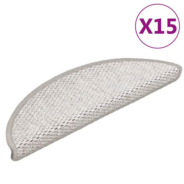 vidaXL Alfombrillas autoadhesivas sisal 15 uds platina 56x17x3 cm