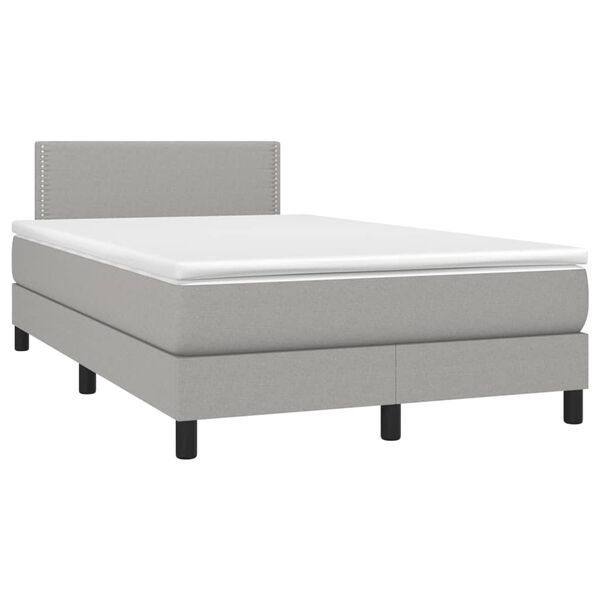 vidaXL Cama box spring con colch&oacute;n y LED tela gris claro 120x190 cm