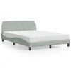 vidaXL Cama con colchón Dover terciopelo gris claro 120x200 cm