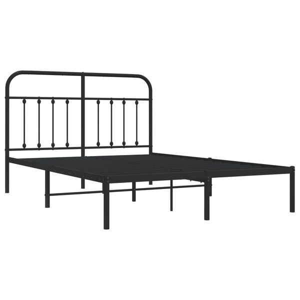 vidaXL Estructura cama sin colch&oacute;n con cabecero metal negro 140x190 cm