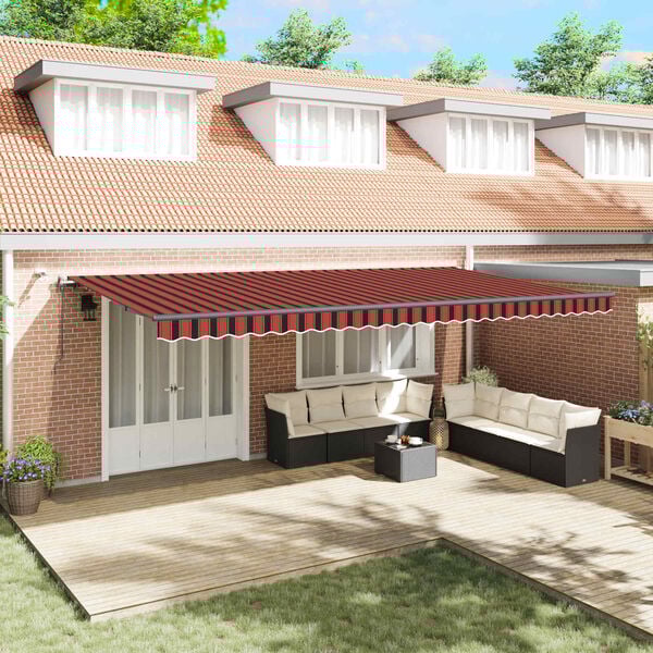 vidaXL Toldo Retr&aacute;ctil con Naranja y marr&oacute;n 600 x 350 cm tela