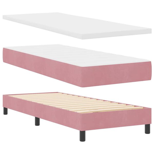 vidaXL Cama tipo Box Spring con colch&oacute;n Rosa 80 x 200 cm Terciopelo