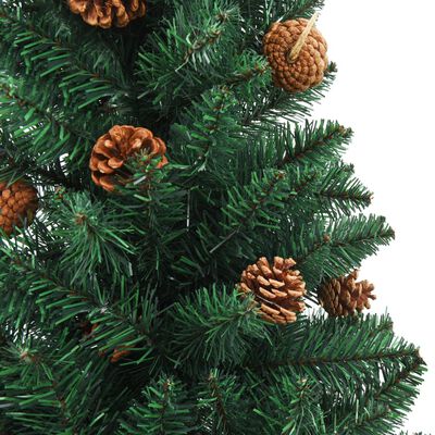 vidaXL Árbol de Navidad delgado madera auténtica y piñas PVC 150 cm