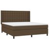 vidaXL Cama box spring colch&oacute;n luces LED tela marr&oacute;n oscuro 180x200cm