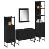 vidaXL Juego de muebles de ba&ntilde;o 4 pcs Negro Madera de ingenier&iacute;a