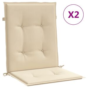 vidaXL Coj&iacute;n de silla de jard&iacute;n respaldo bajo 2 uds tela Oxford beige