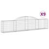 vidaXL Cestas de gaviones 9 uds forma de arco hierro 300x30x60/80 cm