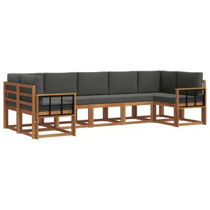 vidaXL Conjunto de sof&aacute;s de exterior 7 pcs Natural y Antracita