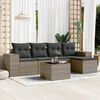 vidaXL Set de muebles de jard&iacute;n 6 pzas y cojines rat&aacute;n sint&eacute;tico gris