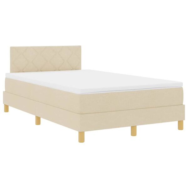 vidaXL Cama tipo Box Spring con colch&oacute;n Crema 120 x 200 cm tela