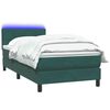 vidaXL Cama box spring con colch&oacute;n y LED terciopelo verde oscuro 100x220 cm
