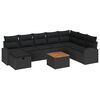 vidaXL Conjunto de sof&aacute;s de jard&iacute;n 9 uds. Negro Polirat&aacute;n