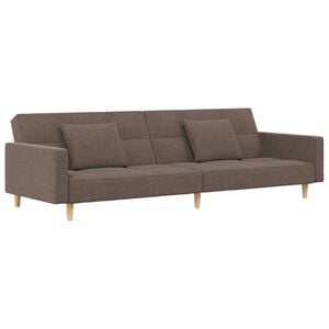 vidaXL Sof&aacute; cama de 2 plazas con dos almohadas tela gris taupe