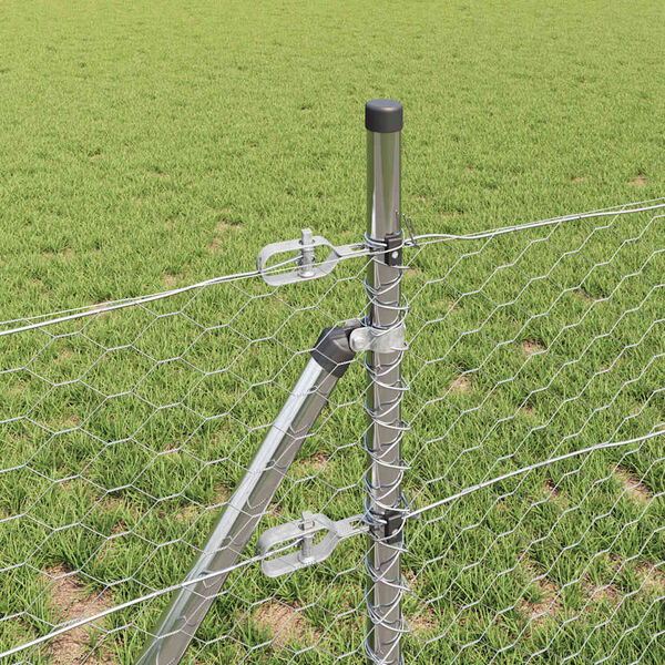 vidaXL Poste de Valla Plateado 50 x 0,8 m (malla de 36 mm) Acero