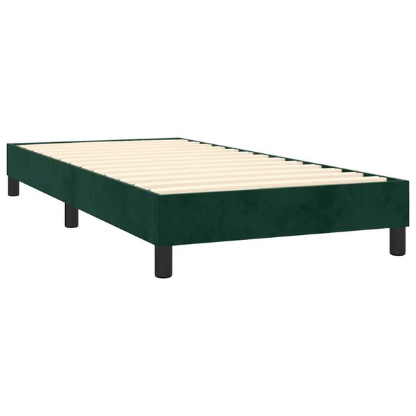 vidaXL Cama box spring con colch&oacute;n terciopelo verde oscuro 90x190 cm