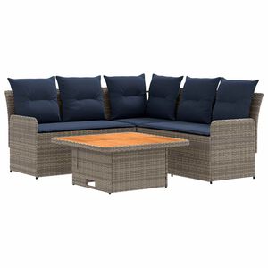 vidaXL Juegos de muebles 4 pcs Gris y azul marino Rat&aacute;n sint&eacute;tico