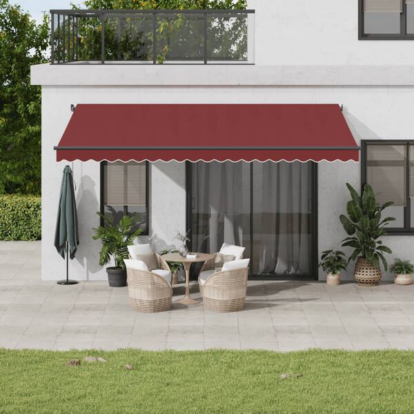 vidaXL Toldo retr&aacute;ctil autom&aacute;tico con LEDs burdeos 500x350 cm