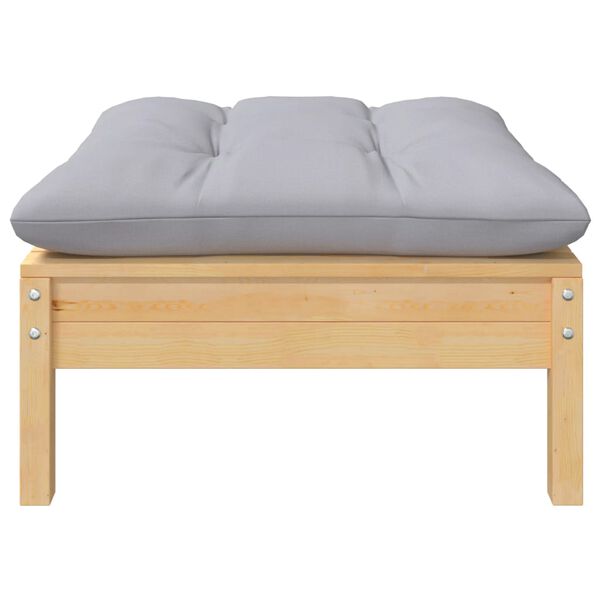 vidaXL Sofá de jardín de 2 plazas con cojines madera maciza pino gris