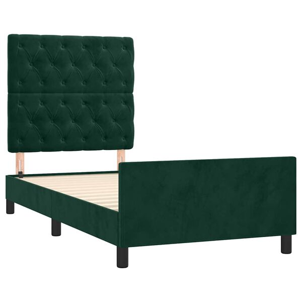 vidaXL Estructura de cama sin colch&oacute;n terciopelo verde oscuro 80x200cm