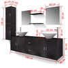 vidaXL Conjunto de muebles de ba&ntilde;o con lavabo y grifo 11 piezas negro