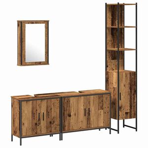 vidaXL Juego de muebles de ba&ntilde;o 4 pcs Marr&oacute;n Madera contrachapada