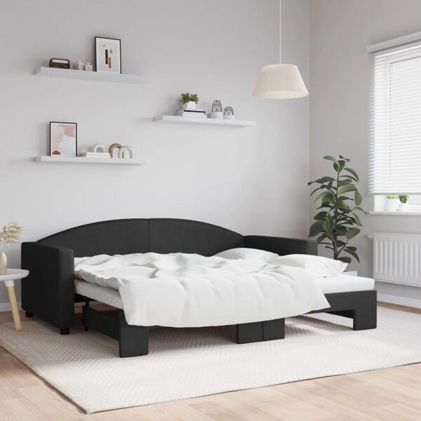 vidaXL Sof&aacute; cama nido tela negro 90x190 cm