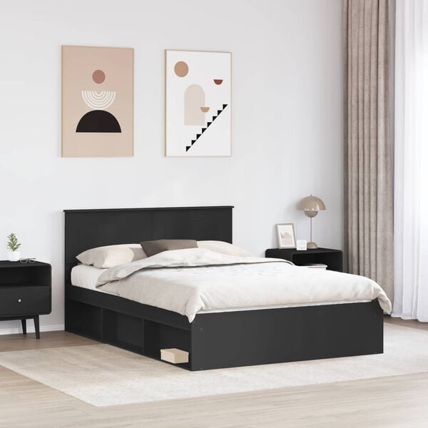 vidaXL Estructura de cama Negro 160 x 200 cm Madera de ingenier&iacute;a