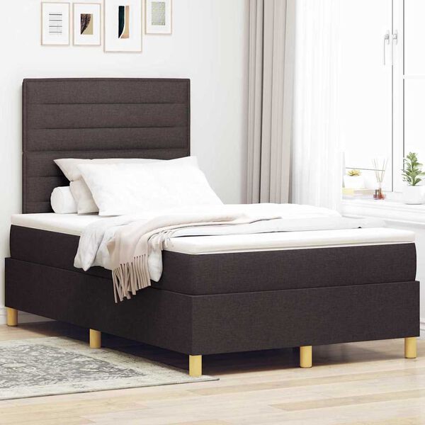 vidaXL Cama tipo Box Spring Marr&oacute;n Oscuro 120 x 200 cm tela