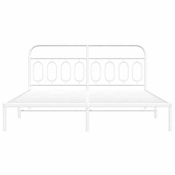 vidaXL Estructura cama sin colch&oacute;n con cabecero metal blanco 160x200cm