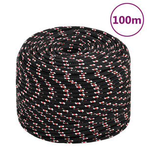 vidaXL Cuerda de barco polipropileno negra 10 mm 100 m