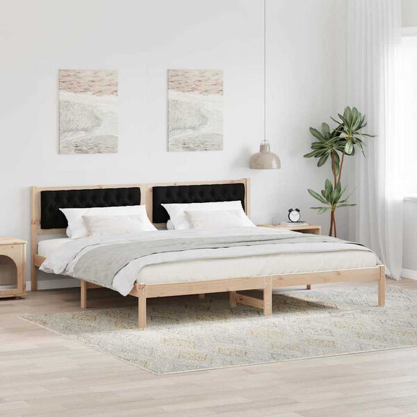 vidaXL Estructura de cama Negro 200 x 200 cm Madera de pino macizo