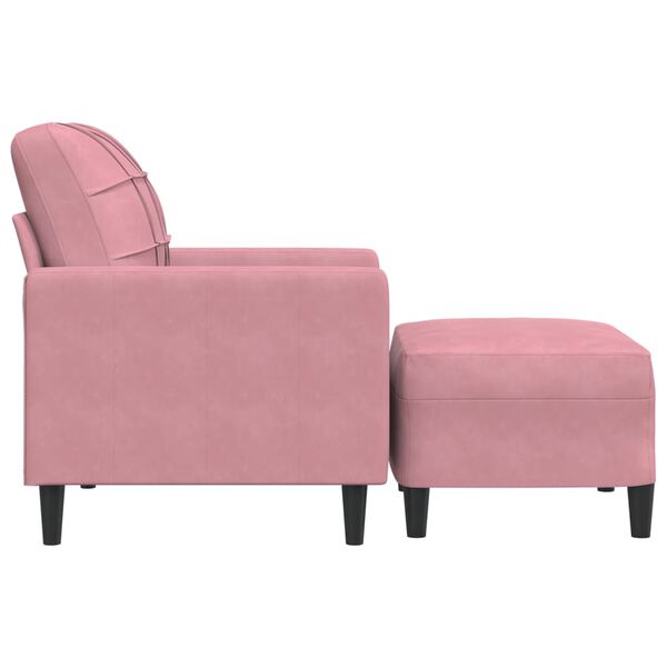 vidaXL Sillón con taburete terciopelo rosa 60 cm