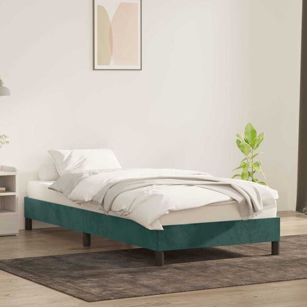 vidaXL Estructura de cama sin colchón terciopelo verde oscuro 90x220cm