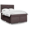 vidaXL Cama box spring con colch&oacute;n tela marr&oacute;n oscuro 140x190 cm