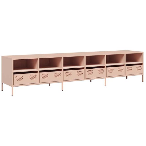 vidaXL Mueble para TV acero laminado en fr&iacute;o rosa 202x39x43,5 cm