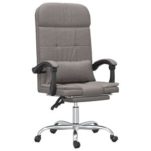 vidaXL Silla de oficina reclinable con masaje tela gris taup&eacute;
