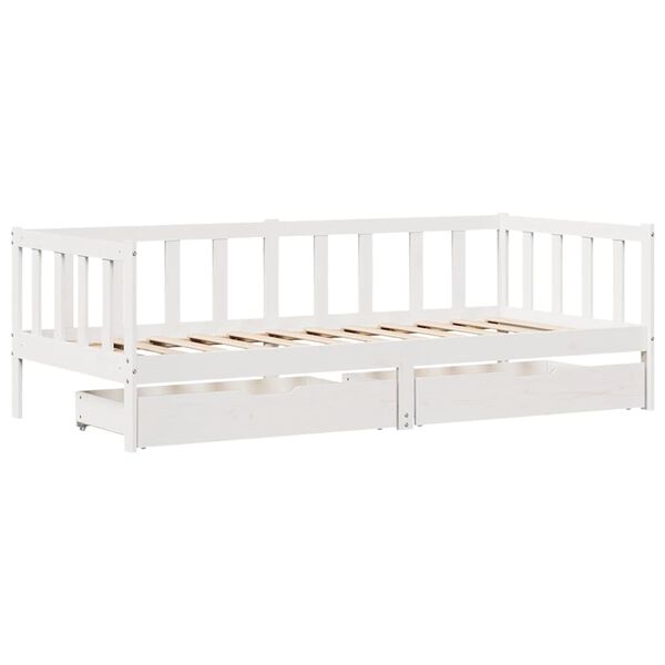 vidaXL Sofá cama con cajones madera maciza de pino blanca 80x200 cm