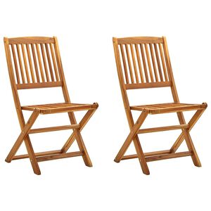 vidaXL Sillas plegables, 2 unidades, madera maciza de acacia.