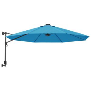 vidaXL Sombrilla de pared con LED verde azul mar 290 cm