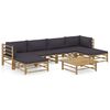 vidaXL Set de muebles de jard&iacute;n 7 piezas bamb&uacute; con cojines gris oscuro