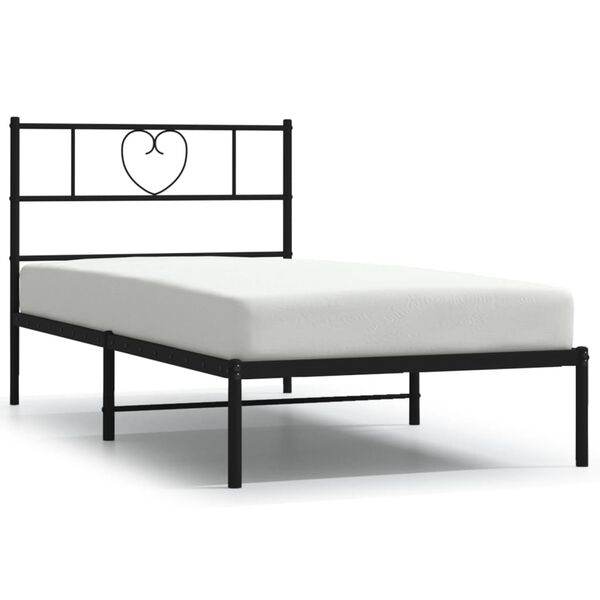 vidaXL Estructura cama sin colch&oacute;n con cabecero metal negro 107x203 cm