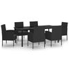 vidaXL Juego de comedor para jard&iacute;n 7 piezas negro