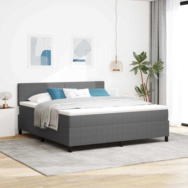 vidaXL Cama Box Spring LED Gris claro y . 180 x 200 cm Tela de Pana