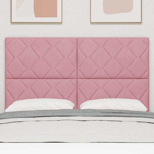 vidaXL Cabecero con cabecera Rosa 160 cm Terciopelo