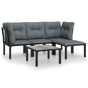 vidaXL Juego de muebles de jard&iacute;n 5 pzas rat&aacute;n sint&eacute;tico negro y gris